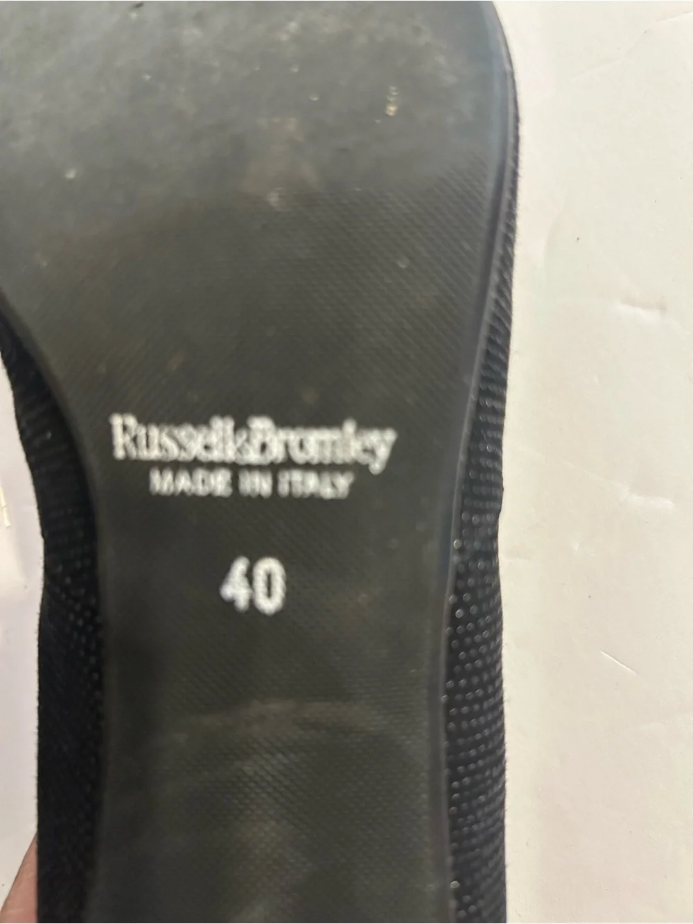 Russell Bromley Women Black Slip On heels gold buckle  EU 40 US 9